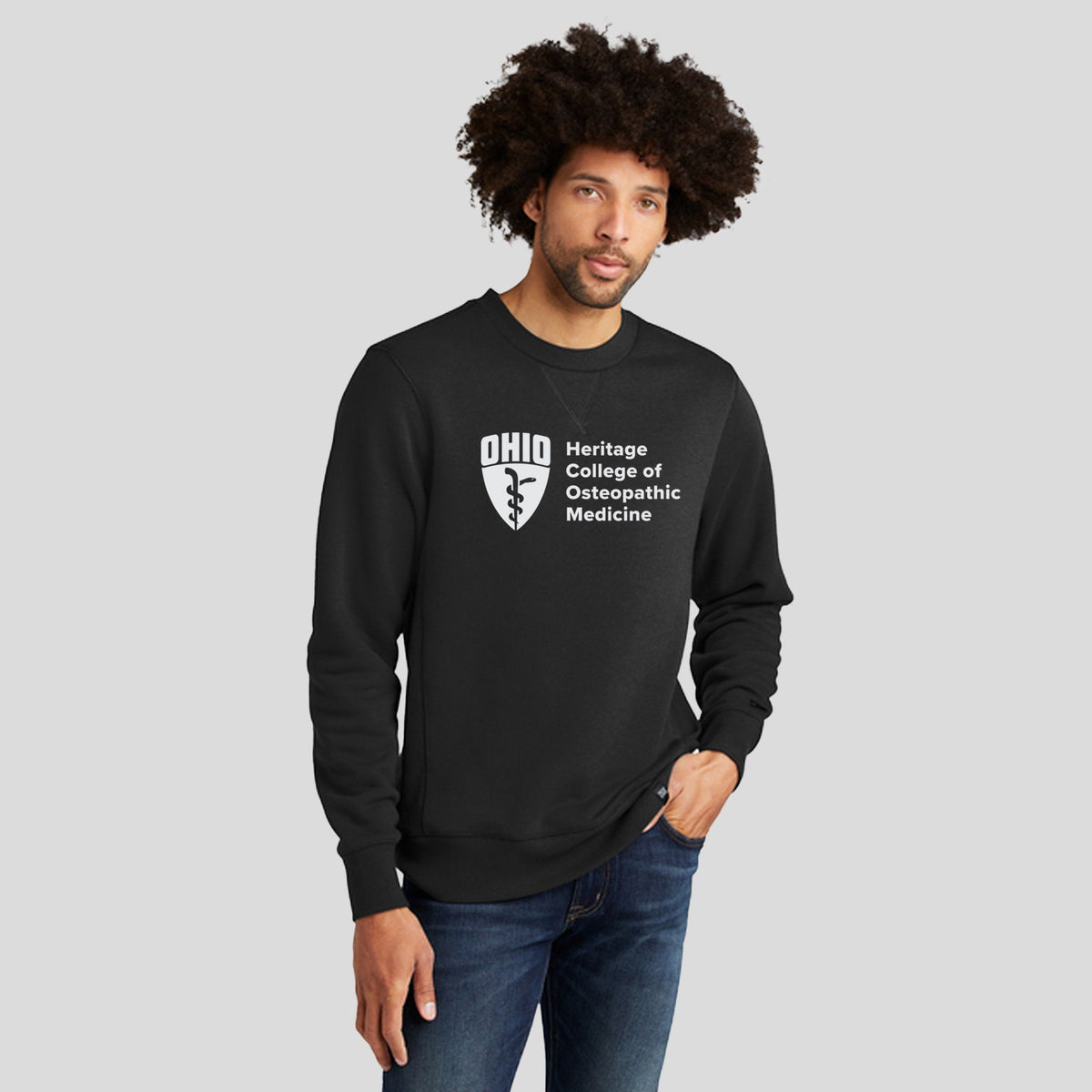 OU Men's French Terry Crew - School Logo | Black